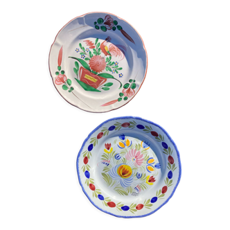 Two hand-painted earthenware plates