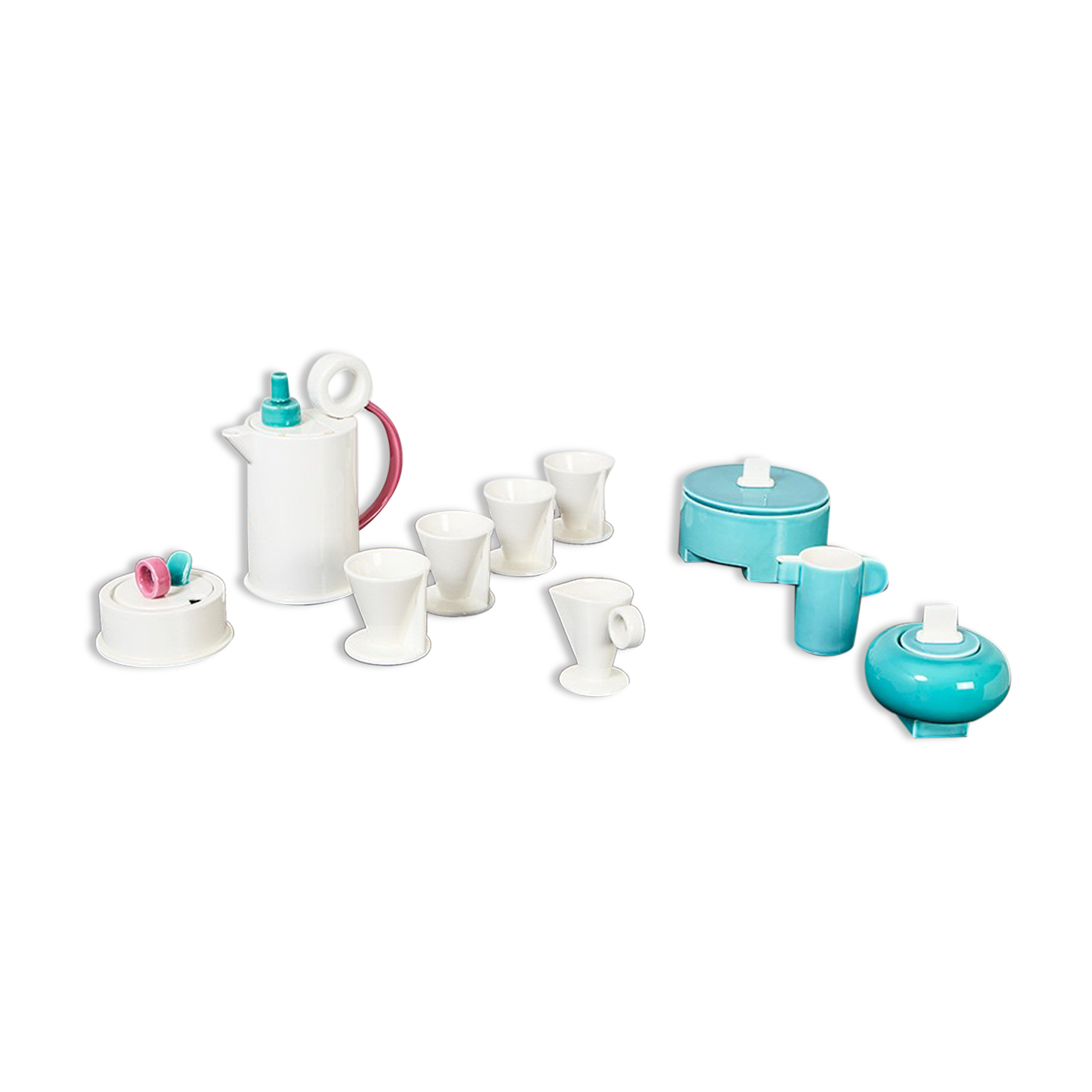 Marco Zanini Ceramic Coffee Set Hollywood Collection for Flavia Montelupe Italy 1980s