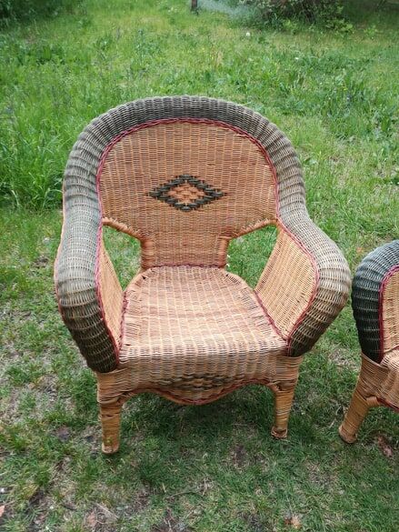 Pair of antique rattan armchairs