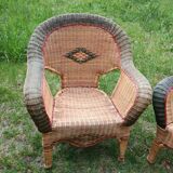 Pair of antique rattan armchairs