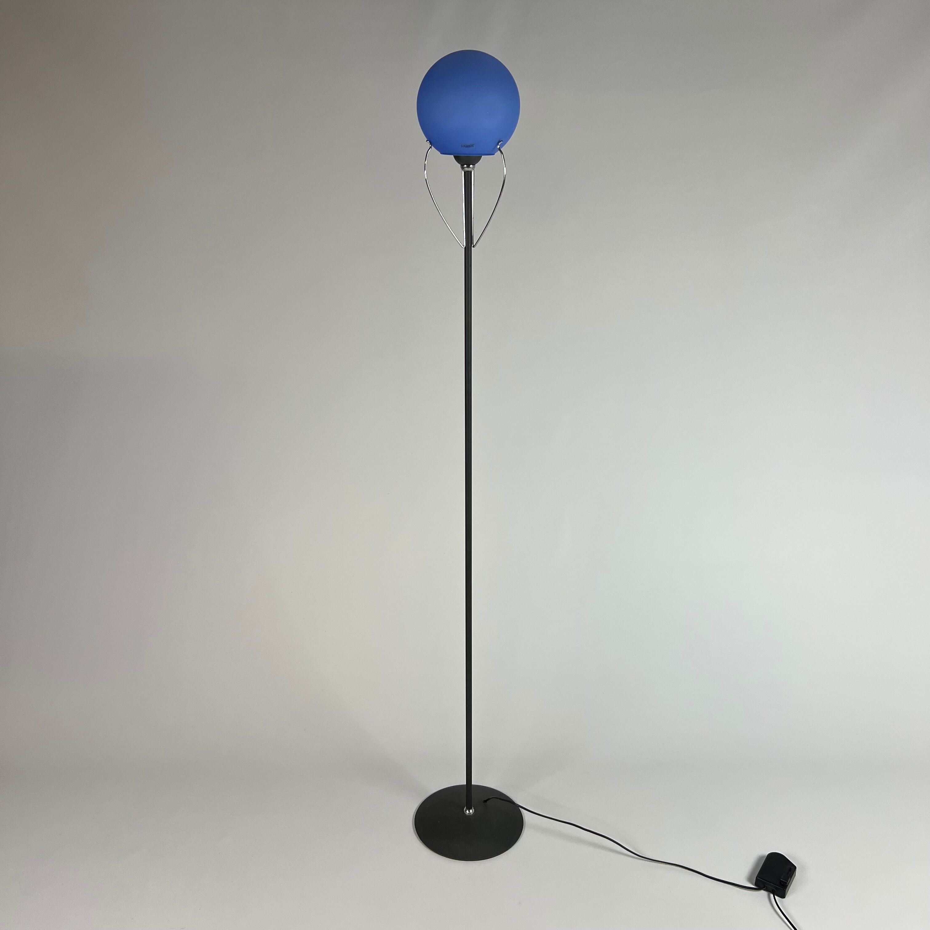 Italian design floorlamp with blue murano glass, 1990s
