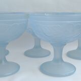 6 Blue opaline cups 1980
