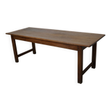 Grande table à manger rustique française du XIXe siècle en orme et chêne