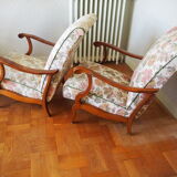Four 1950s armchairs - wooden armrests