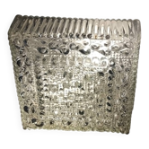 Plafonnier carré pavé en verre moulé années 70