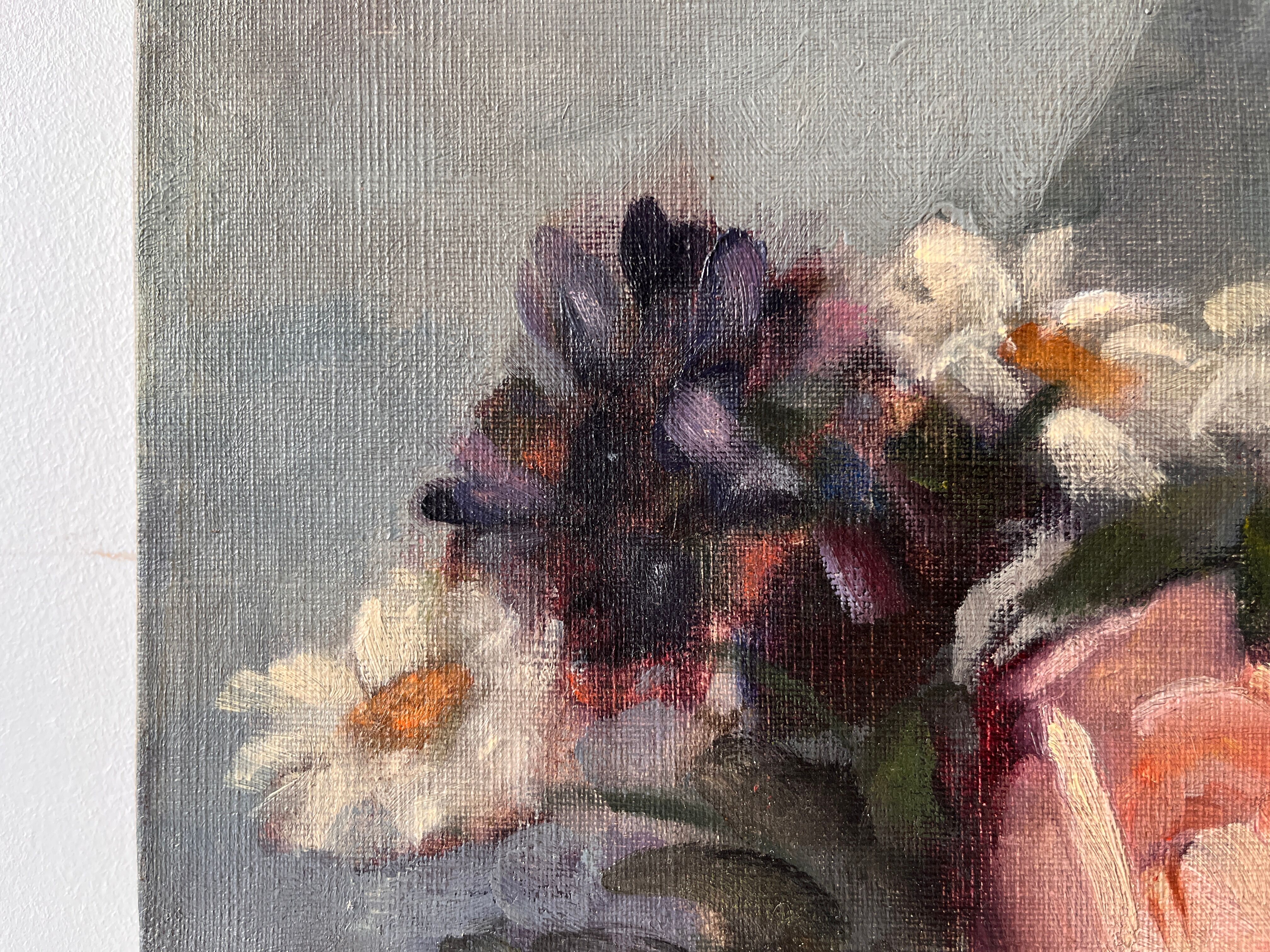 Nature morte à l'huile sur toile "le bouquet de roses" 1930, tableau ancien