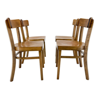 Set of Four Wooden TON Chairs, Czechoslovakia, 1960's