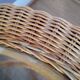 Vintage wicker coffee table and transparent glass tray