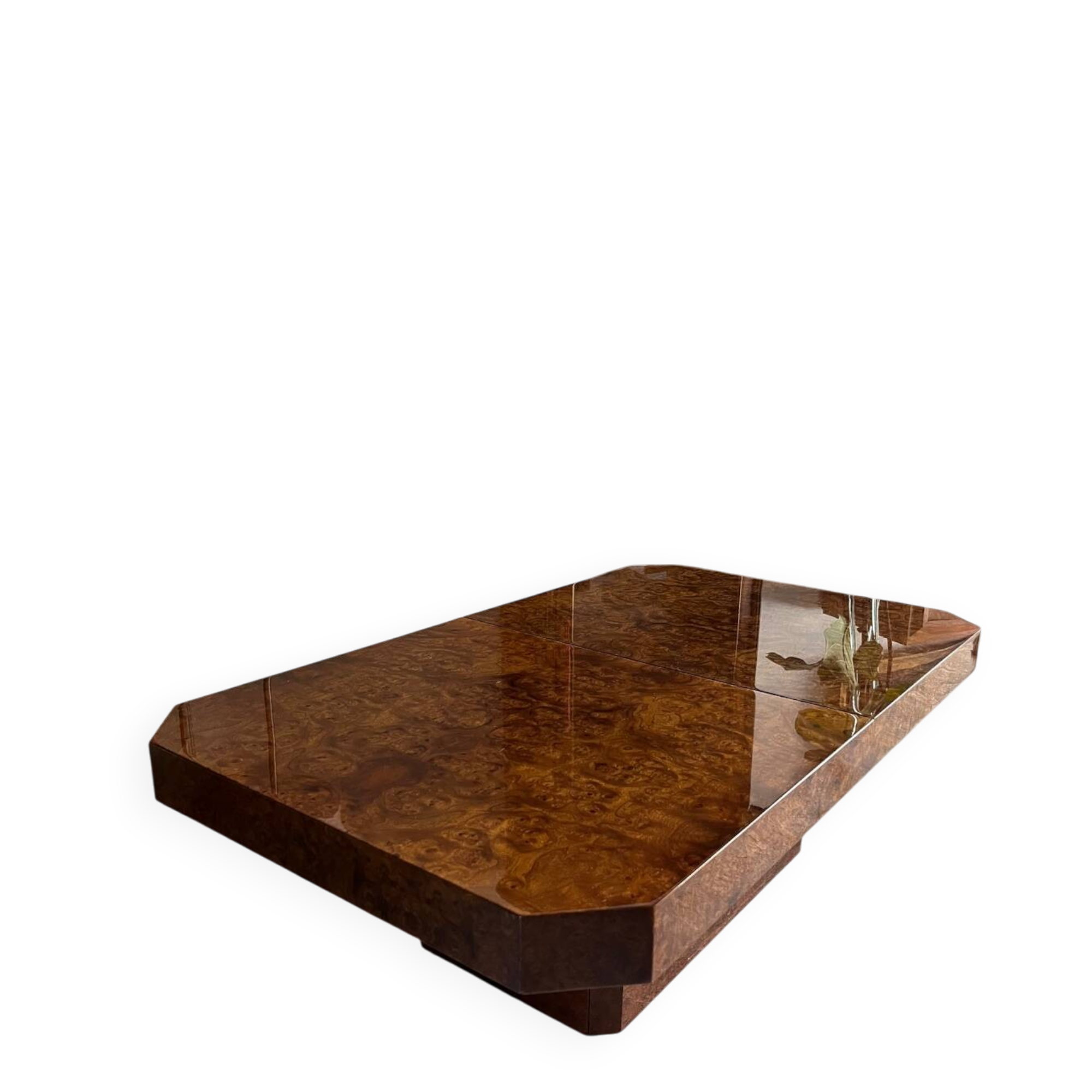 1970s elm burl coffee table / bar