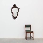 Rococo Style Carved Wooden Mirror with Cartouche-Shaped Glass, Italy