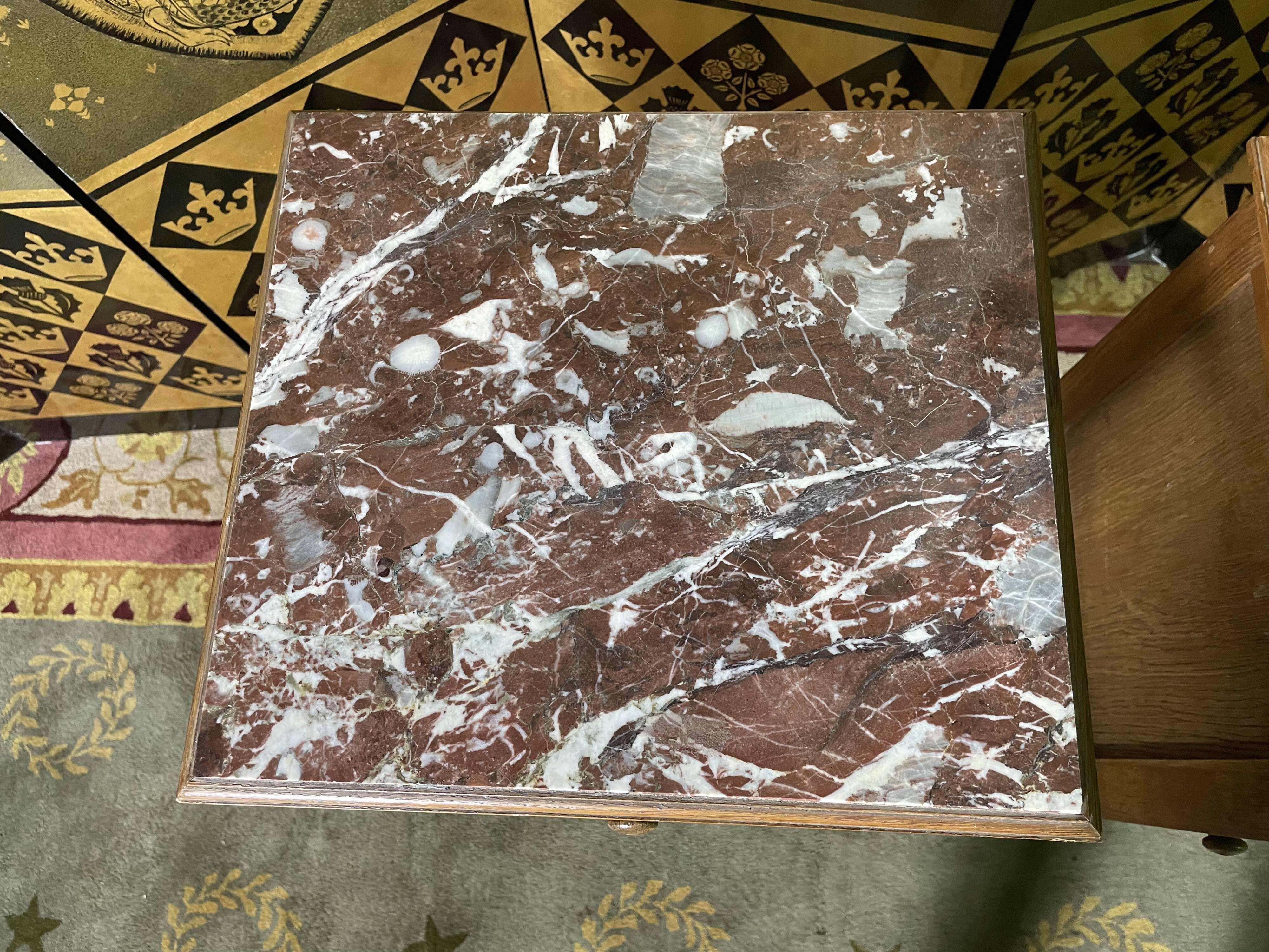 Pair of bedside tables in solid oak and marble