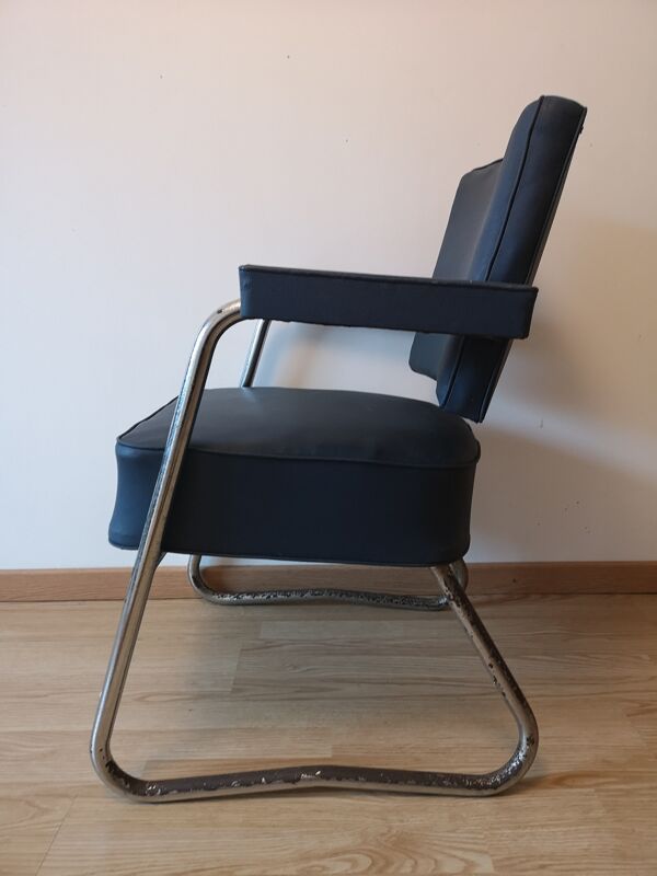 fauteuil Pullman industriel années 50 60 vintage bleu