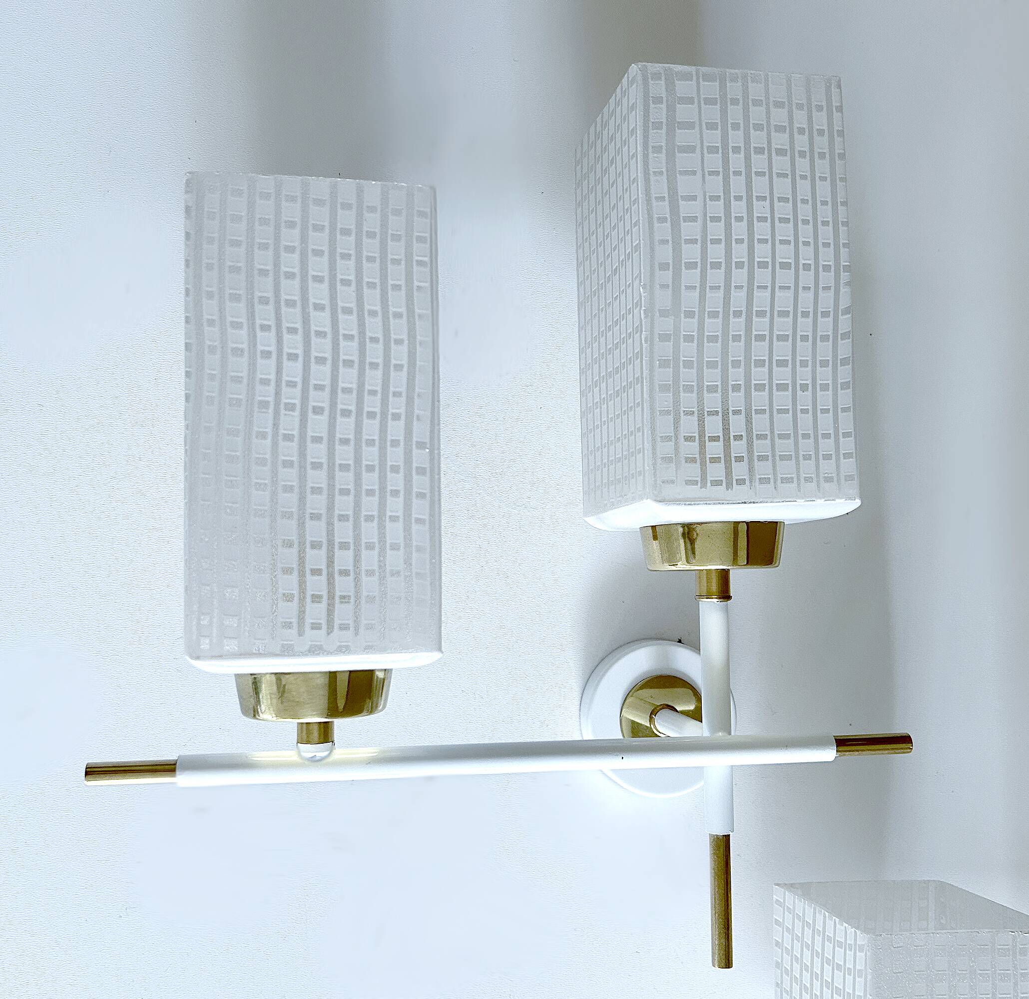 Pair of vintage architectural wall lights, 1960s
