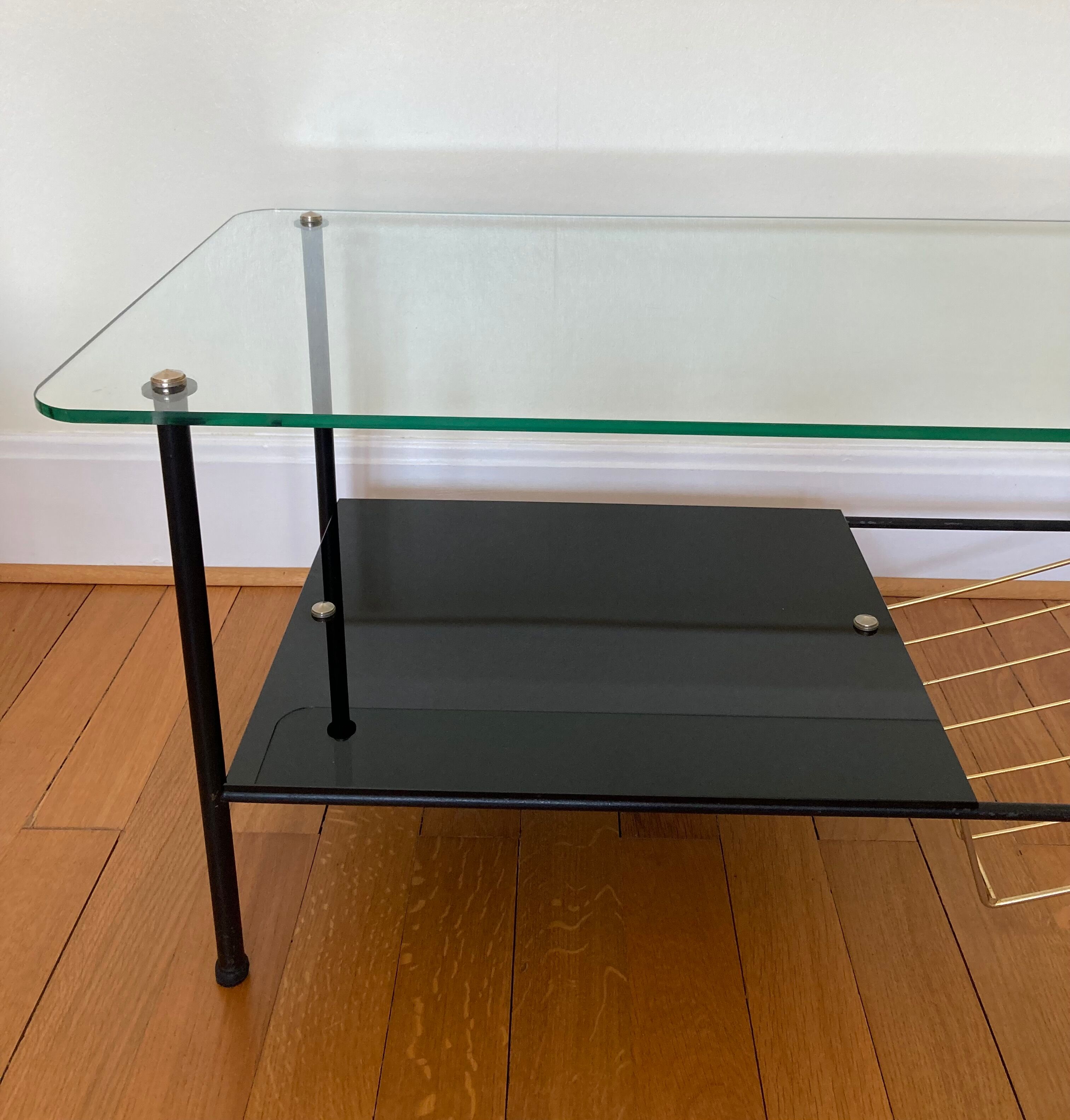 Coffee table 50s metal and glass