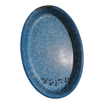 Plat ovale émaillée bleu