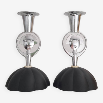 Pair of Alessi candlesticks designed by Alessandro Mendini