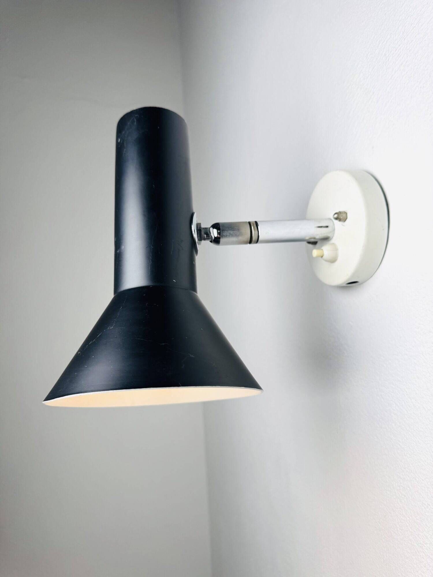 Pair Of C-1524 Adjustable Wall Lamps In Black By Raak Amsterdam, The Netherlands, 1960S