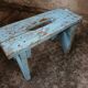Tabouret de banc en bois etagere bleu clair