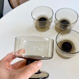 Lot de 4 coupes à champagne vintage en verre fumé