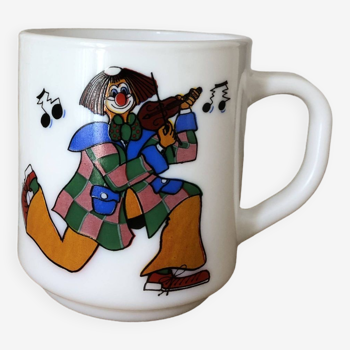 Mug Arcopal vintage figurant un clown