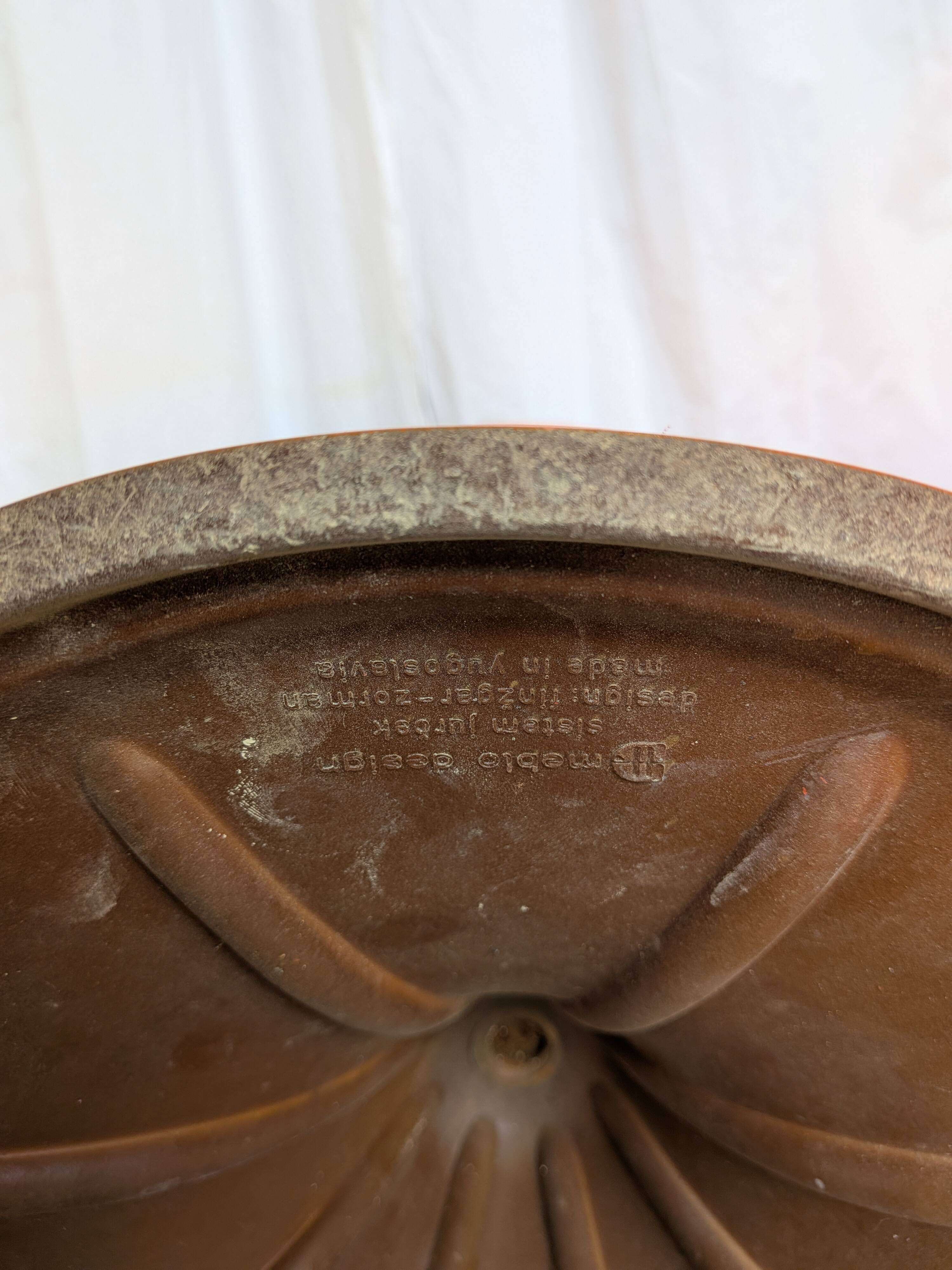 Set of 4 Vintage Mushroom Stool “Jurček” by Meblo, Retro Orange 1960s – Spa