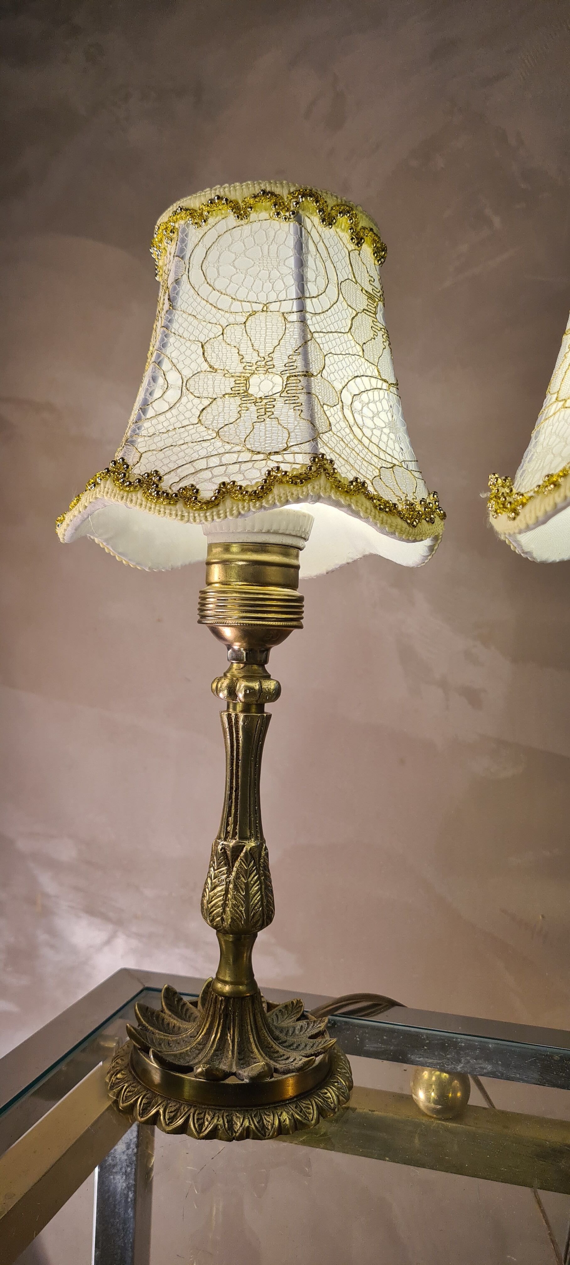 Bronze bedside lamps with gold lampshade and gold gallon 31x14