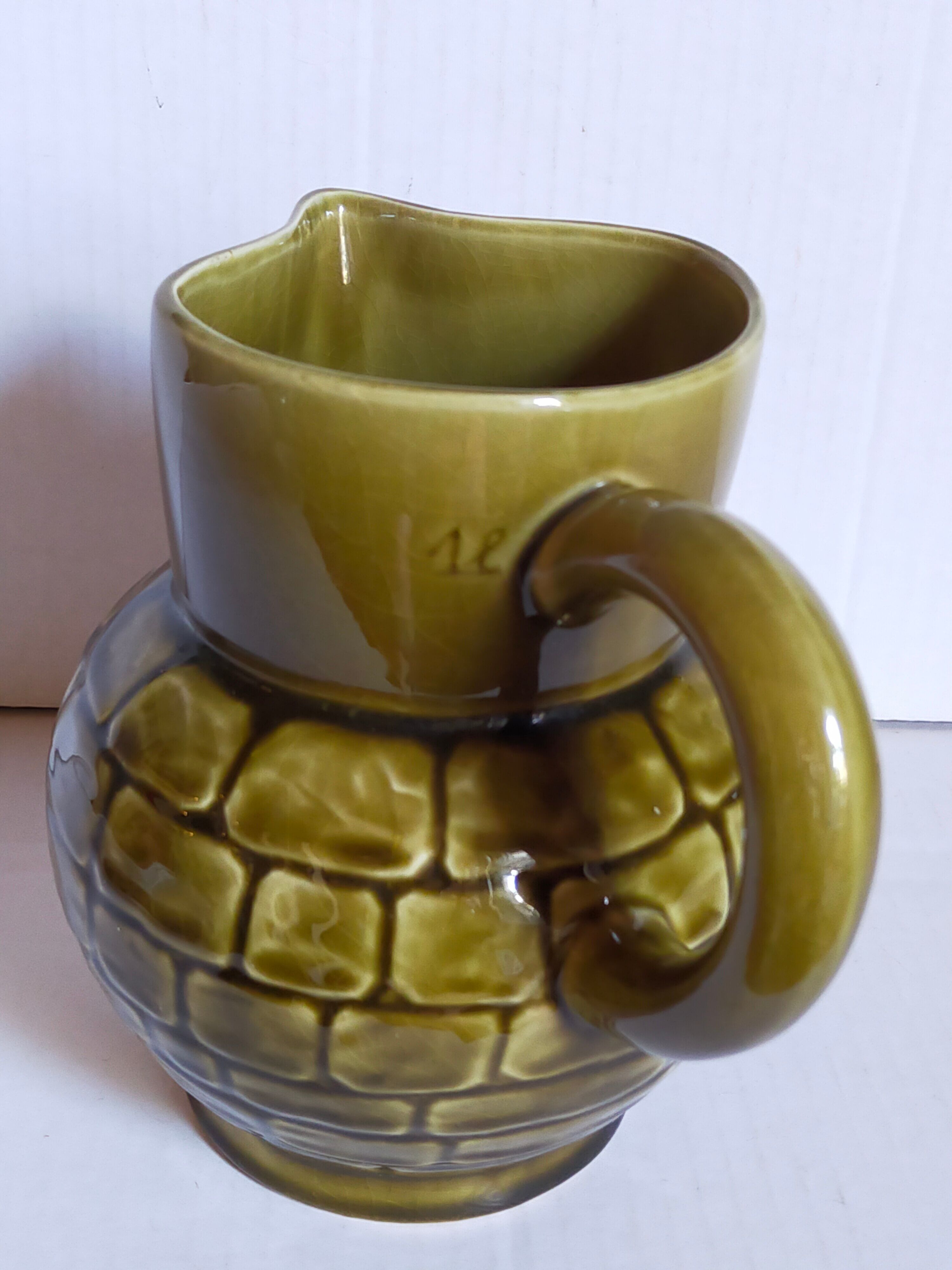 Bistro pitcher in vintage Sarreguemines earthenware