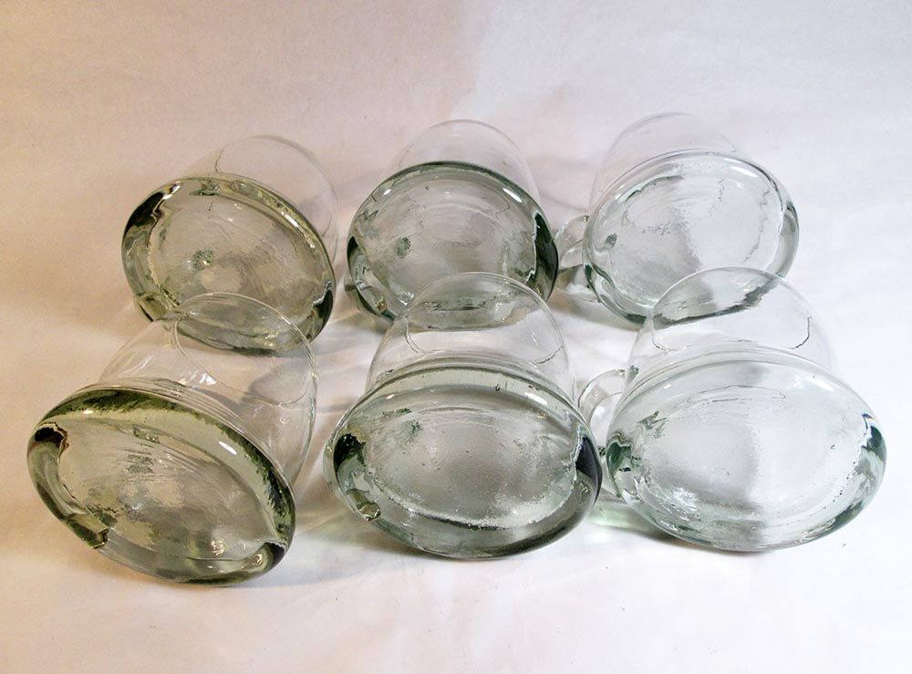 6 chopes à bière larges en verre épais