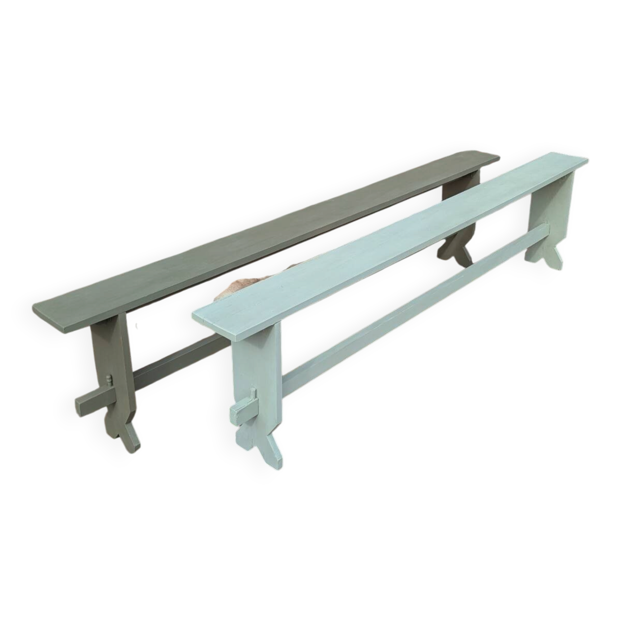Pair of patinated benches