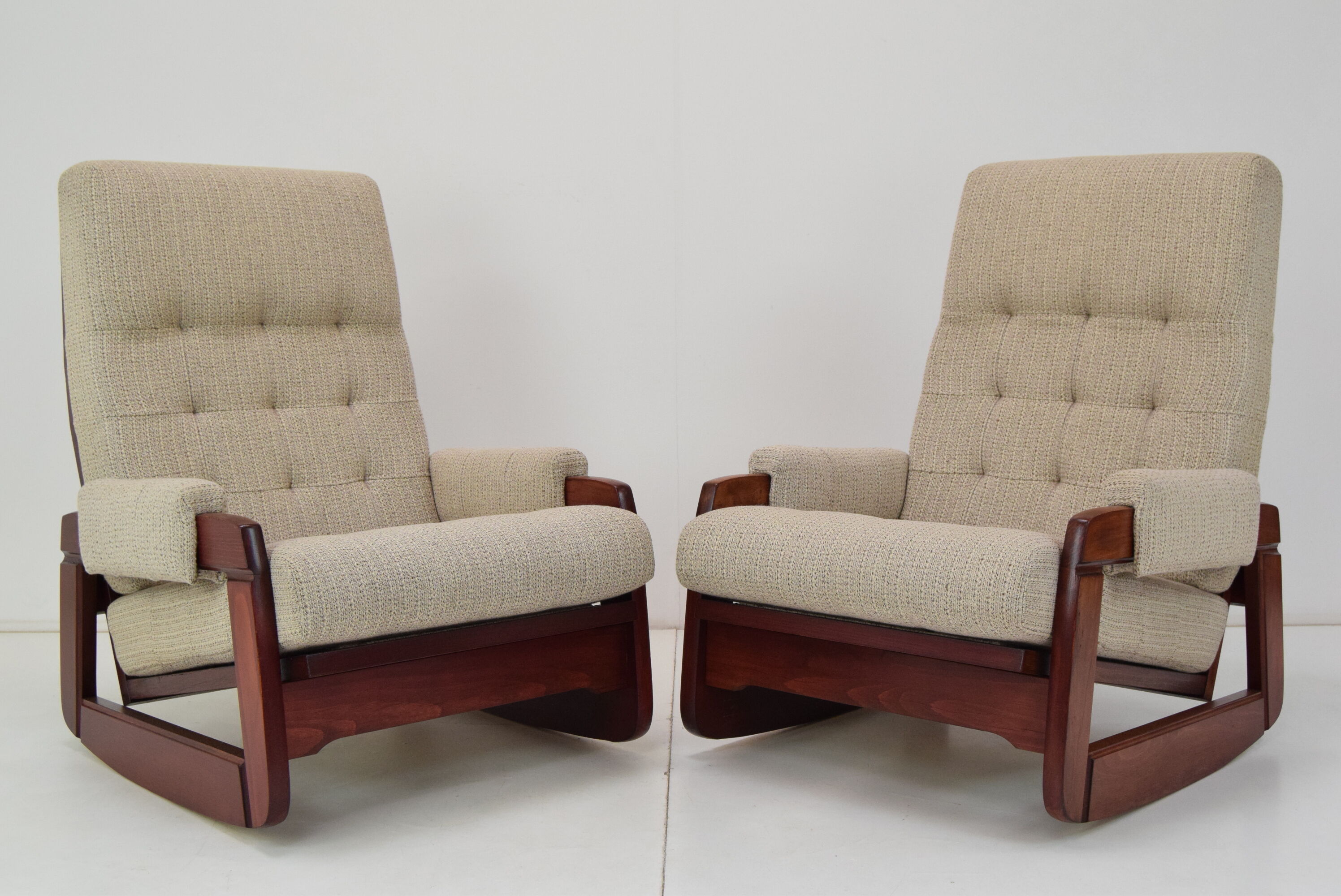 Pair of Mid-century Design Rocking Armchairs,1980's.