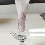 Peter Kaspar Soliflore Vase/Floral design, collared neck. Blown art glass, speckled purple. Shell inclusion. Dim 26.5 x 13 cm