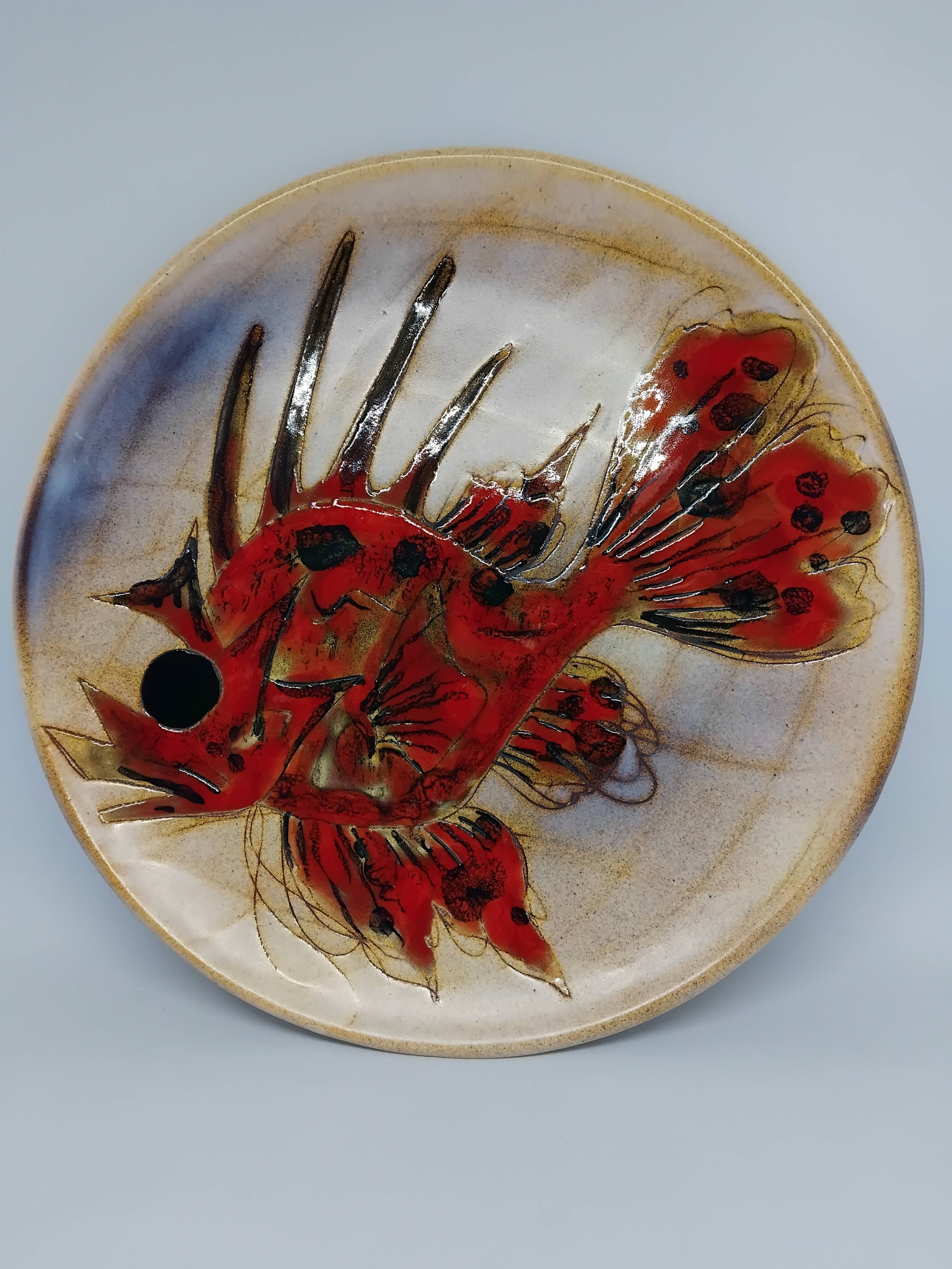 Assiette vintage année 60’. Monique Brenner / Vallauris.