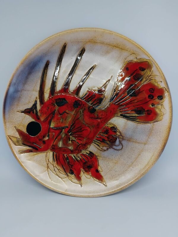 Assiette vintage année 60’. Monique Brenner / Vallauris.