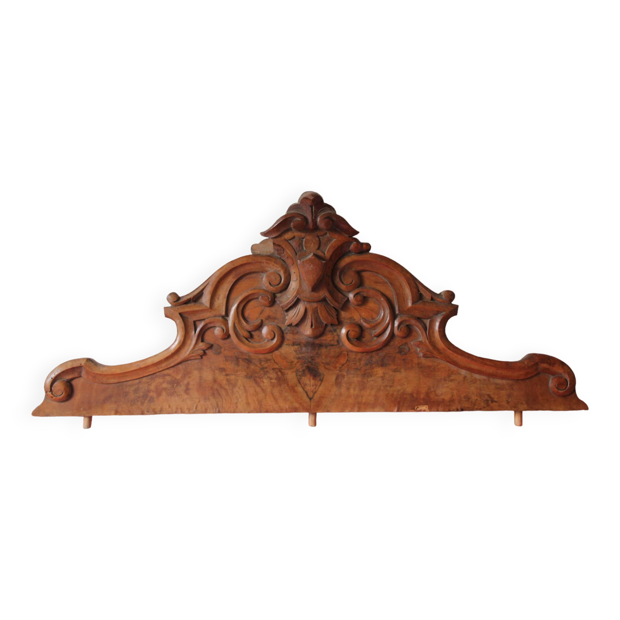 Old pediment in solid and marquetry wood