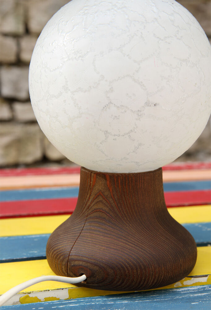Vintage wooden and glass lamp 1970