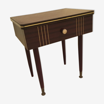 Mahogany bedside table with golden edges