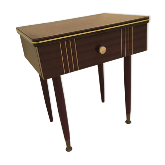 Mahogany bedside table with golden edges