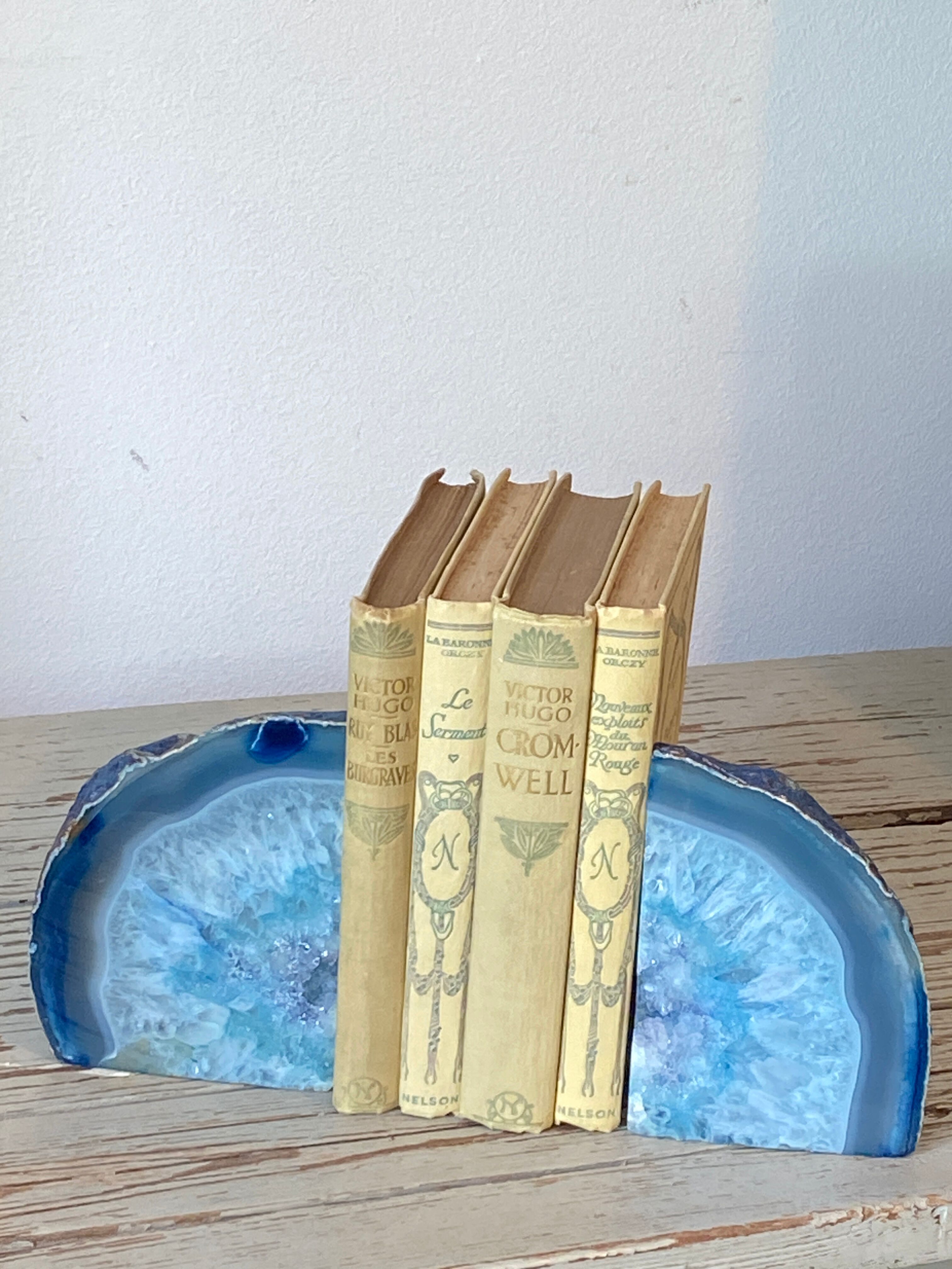 Serre-livre, géode, agate bleue