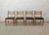 Solid Wood Ladder Dining Chairs with Square Black Leatherette Seating 1960s