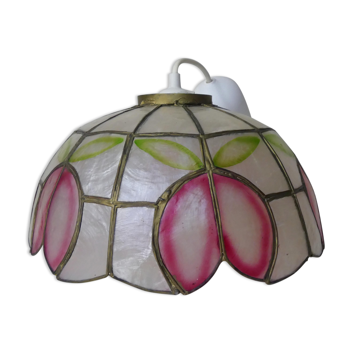 suspension luminaire in mother-of-pearl decoration flower