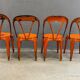 Set of four industrial metal dining chairs by Joseph Mathieu, painted steel, 1920s, France