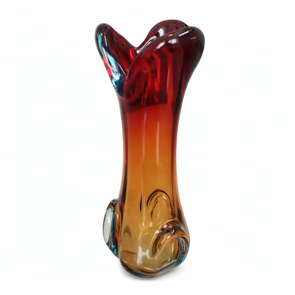 Vintage Murano Style Sommerso Glass Vase – Hand Blown Italian Art Glas