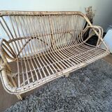 Wicker sofa bench