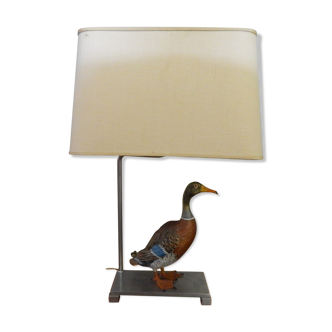 Lampe de table canard bronze peint années 70/80