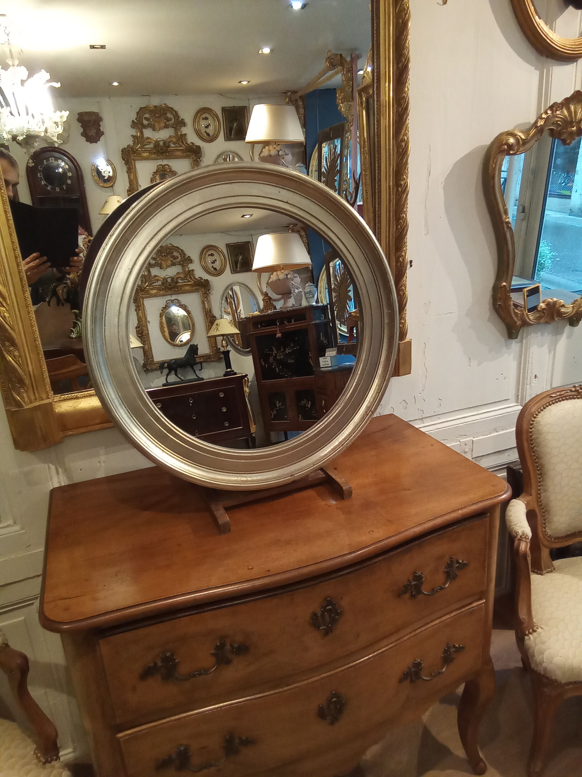 Silver round mirror 64cm
