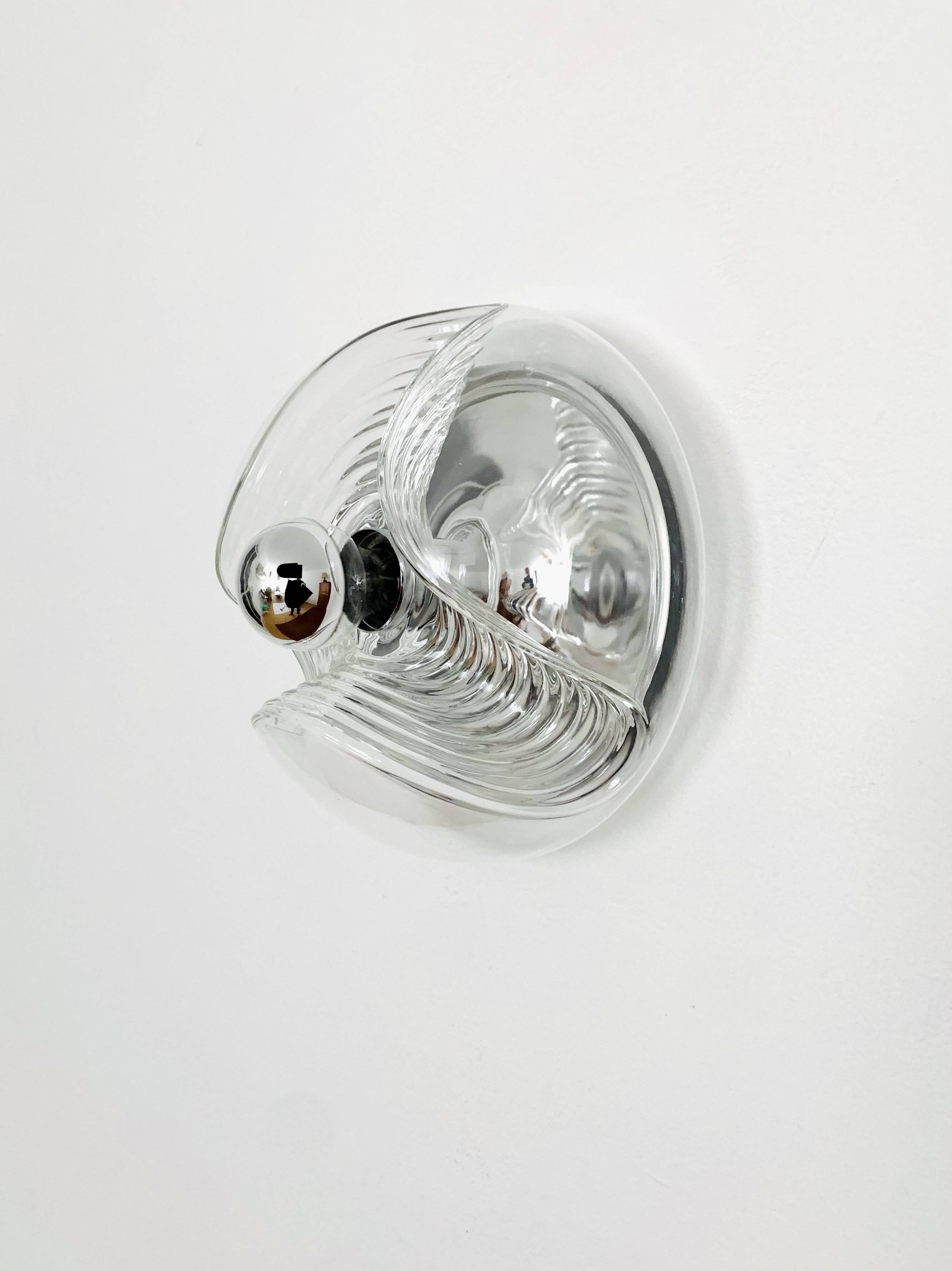 1 of 2 XL Wave Wall Lamps or Flush Lights by Koch and Lowy for Peill and Pu