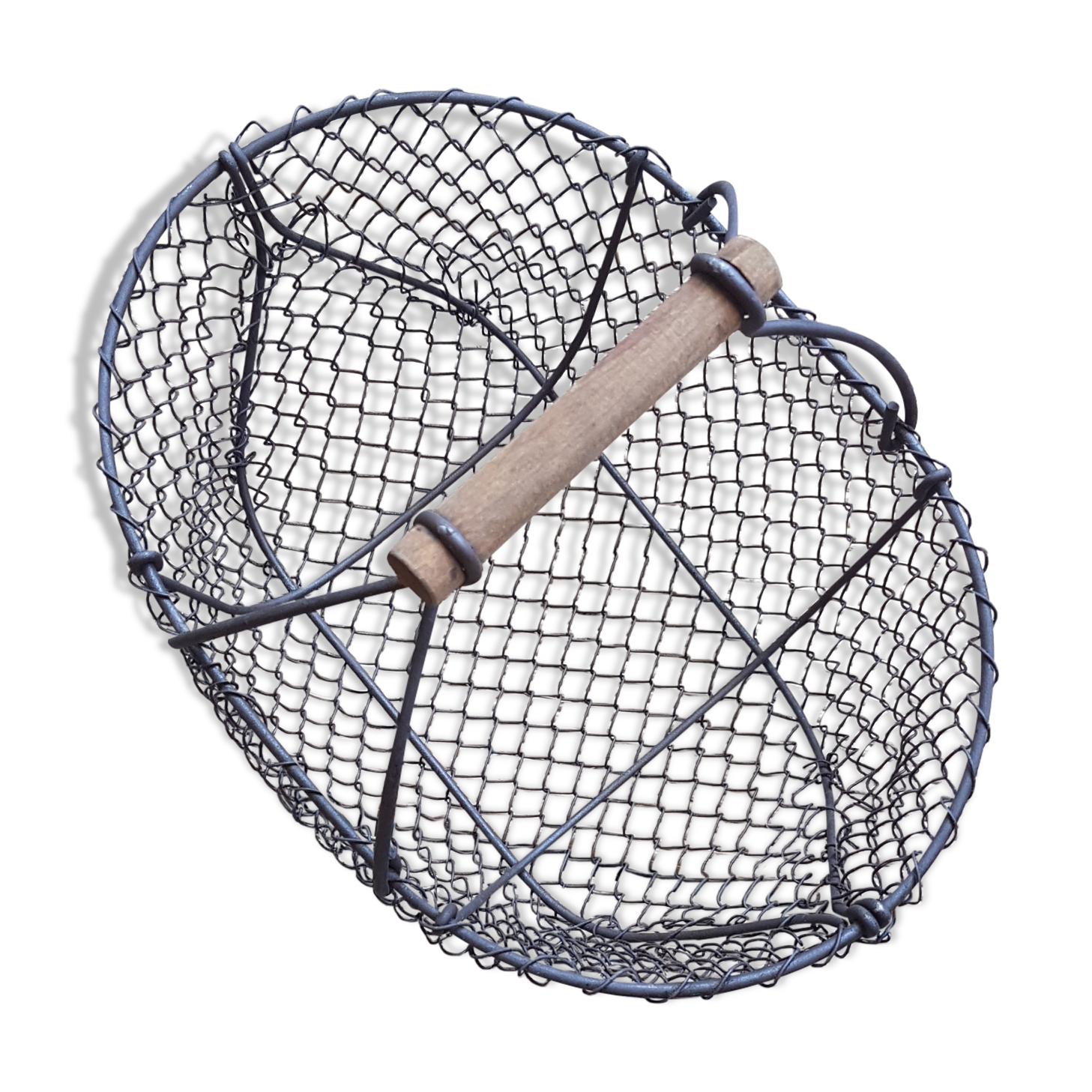 Metal and wood market garden basket