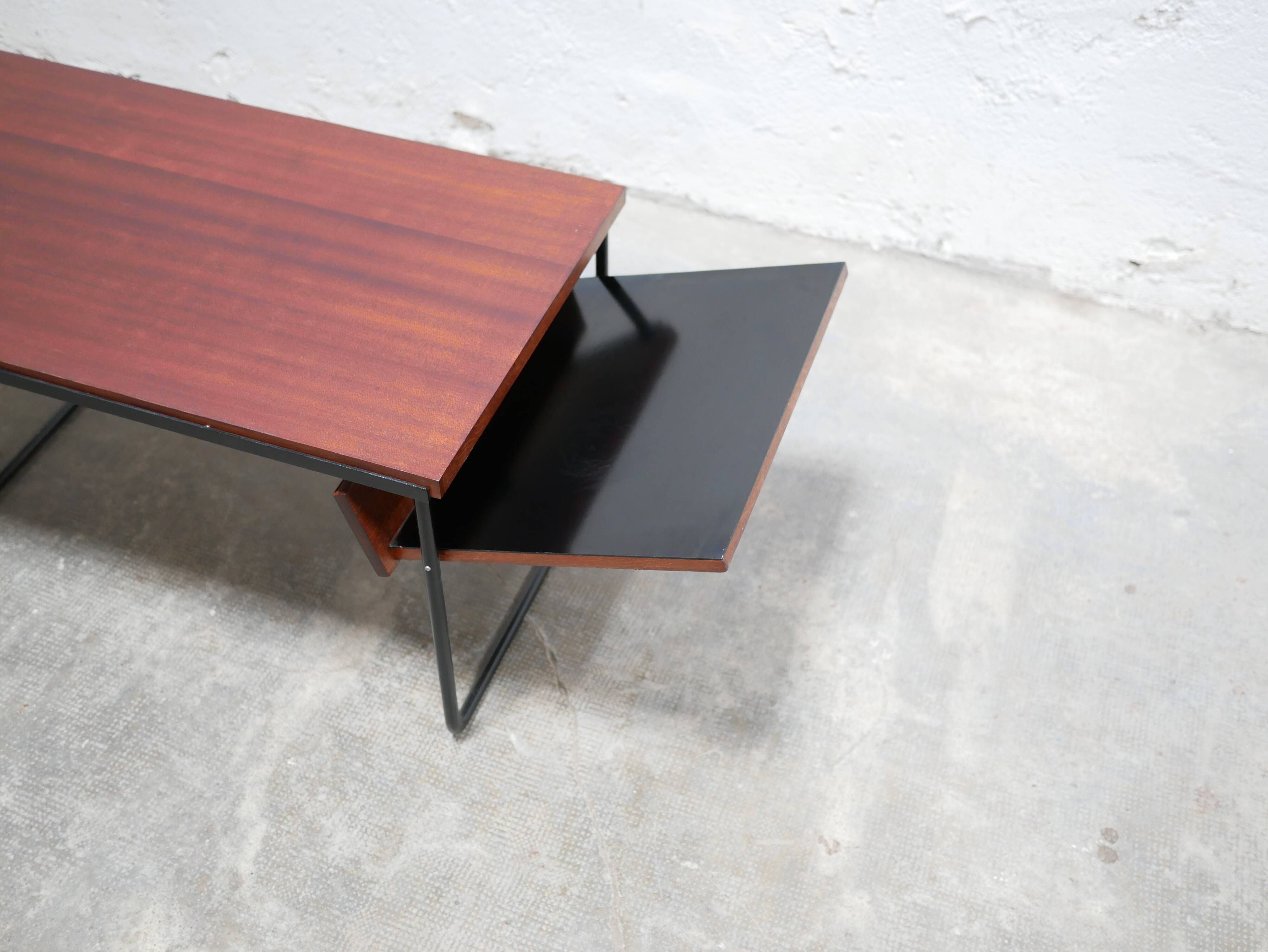 Modernist coffee table in wood and metal