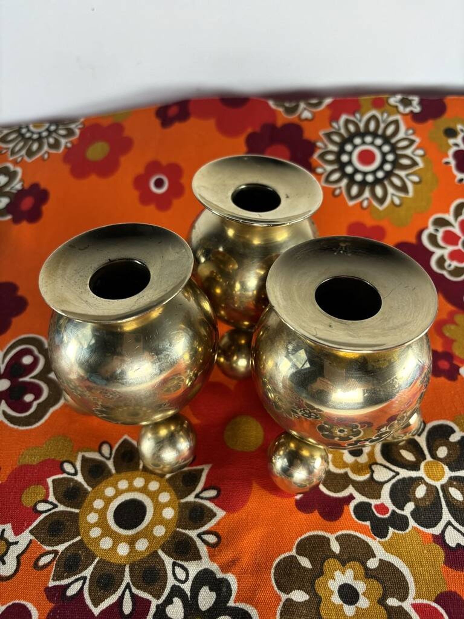 Vintage brass candlesticks Gusum Sweden 1980 x3