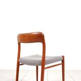 3 Niels Møller „Model 75“ teak dining chairs reupholstered